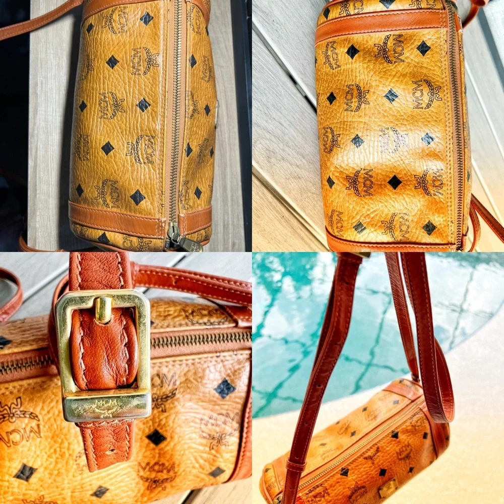 MCM Visetos round barrel tootsie roll style - Picture 8 of 14